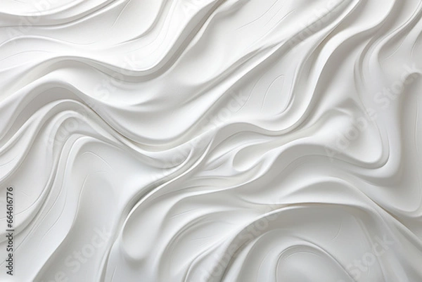 Fototapeta White abstract background. Pleats with smooth lines on white material.