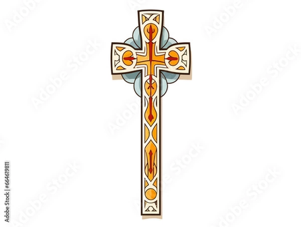 Obraz Doodle Paschal candle with cross, cartoon sticker, sketch, vector, Illustration, minimalistic