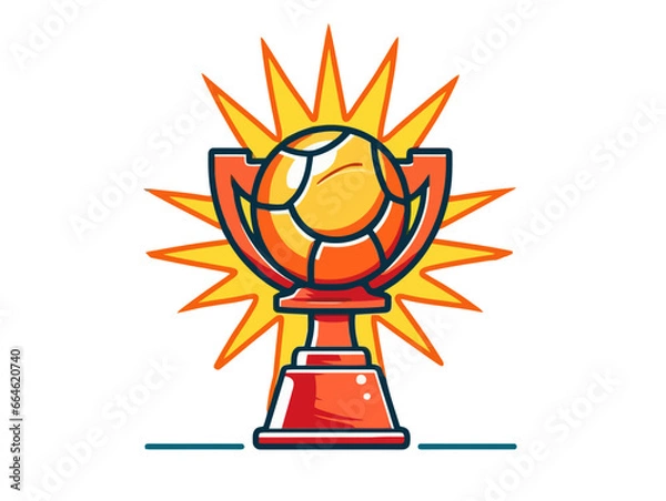 Obraz Doodle Trophy with basketball, cartoon sticker, sketch, vector, Illustration, minimalistic