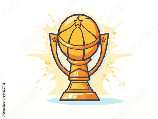 Obraz Doodle Trophy with basketball, cartoon sticker, sketch, vector, Illustration, minimalistic