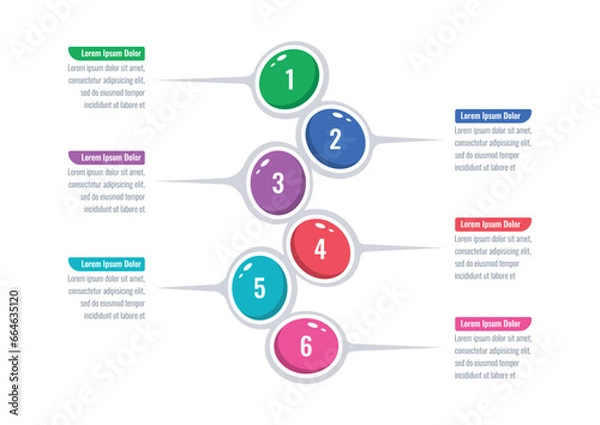 Fototapeta six options infographic template. business, industry, annual report, education, magazine, internet infographic template. colorful ellipses infographic template