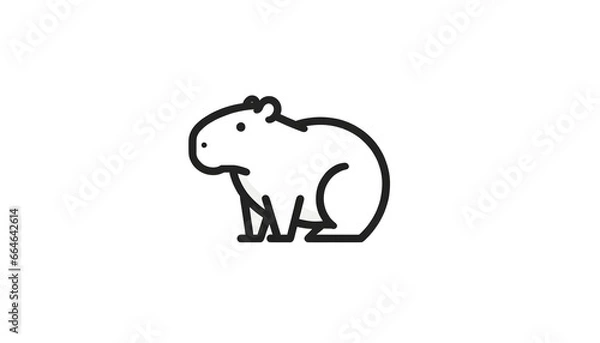 Obraz Capybara Silhouette on White Background. Line art black and white illustration. Isolated Vector Animal Template for Icon, Logo Company, Symbol etc.