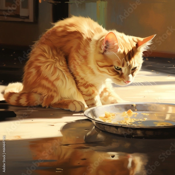 Fototapeta The illustration of the cat brings a whimsical and artistic portrayal of a cat, with intricate details that capture the grace and character of this beloved domestic animal.