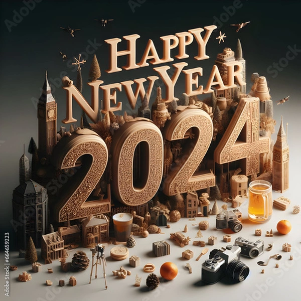 Obraz 3d render of happy new year 2014