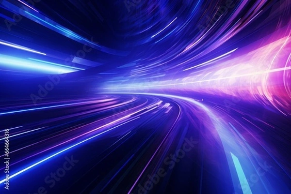 Fototapeta Abstract radiant light rays creating a dynamic sense of speed and movement in vibrant blue and pink hues