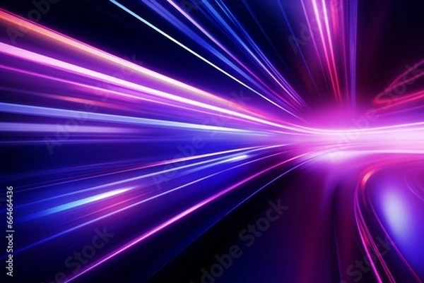 Obraz Abstract radiant light rays creating a dynamic sense of speed and movement in vibrant blue and pink hues