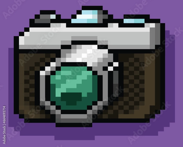 Obraz Photo camera from the 90s.Camera Pixel art, Pixel art vector photo camera.
