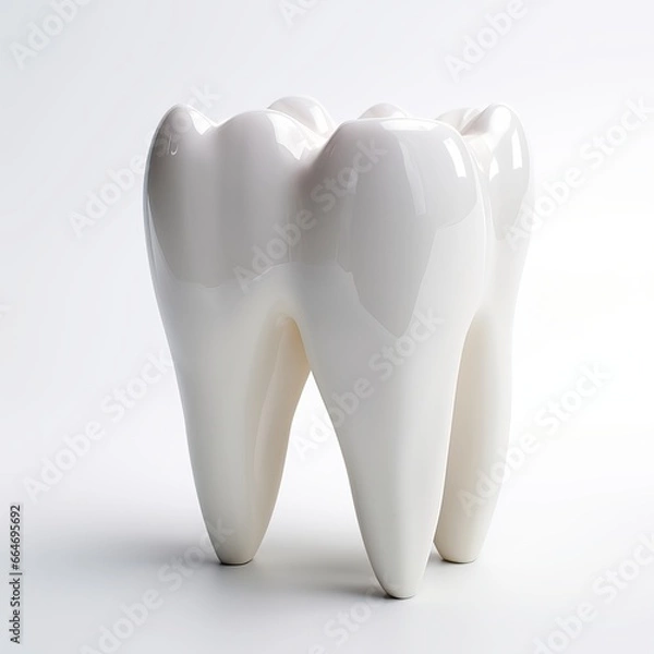 Fototapeta  A white tooth stark white background. Generative AI.