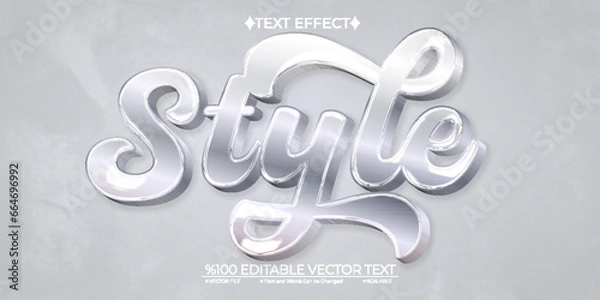 Obraz Silver Style Editable Vector 3D Text Effect