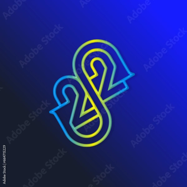 Fototapeta the logo consists of the letter S and number 22 combined Rounded. Outline and elegant.