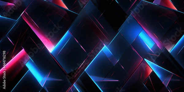 Fototapeta Vibrant neon squares and lines create a dynamic scene.