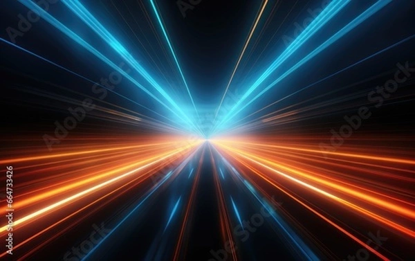 Fototapeta Speeding light lines background