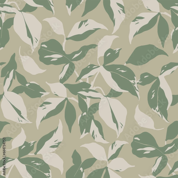 Fototapeta Vector tropical leaf botanical illustration seamless repeat pattern