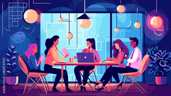 Fototapeta Concept vector illustration of business meeting.