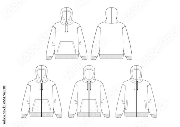 Fototapeta ベーシックなパーカーのイラスト/フーディー/スウェットパーカーのハンガーイラスト
