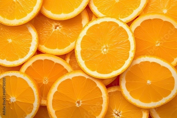 Obraz Orange fruit slices citrus arrangement full frame background.