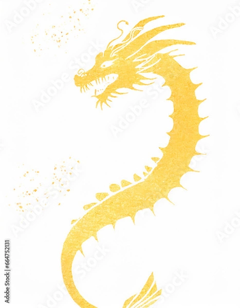 Fototapeta 金色の昇り龍 年賀状背景