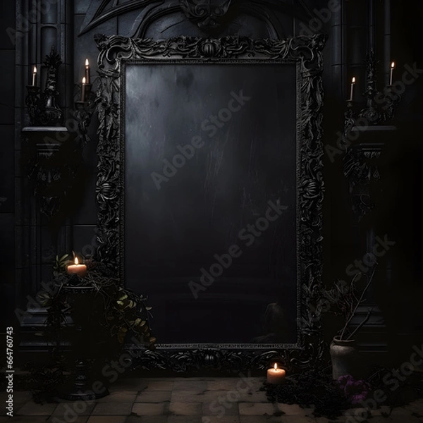 Fototapeta gothic style frame mock up spooky setting and decor dark feel