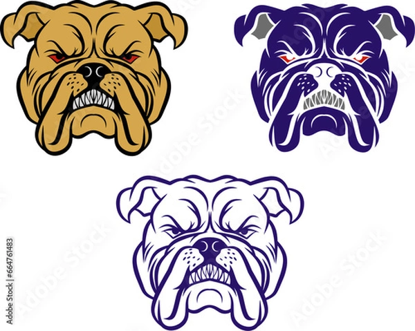 Fototapeta bulldog head silhouette and vector ustration design
