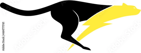 Fototapeta panther and lightning silhouette and vector illustration design