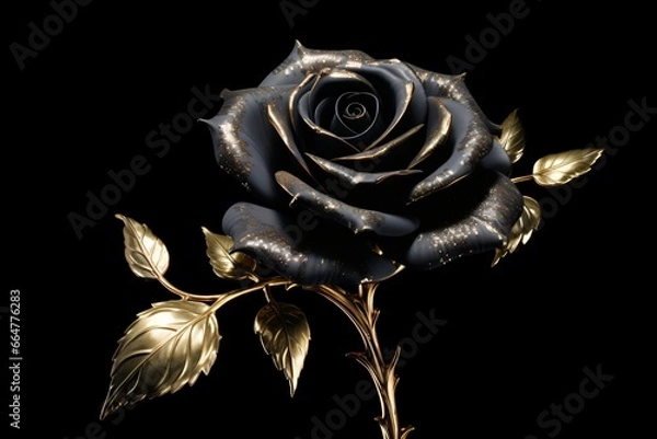 Obraz A luxurious black rose with golden accents