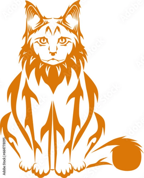 Fototapeta Mainecoon cat silhouette and vector illustration design