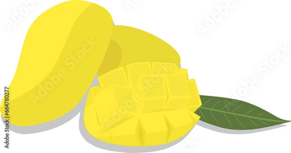 Fototapeta mango fruit silhouette and vector illustration design
