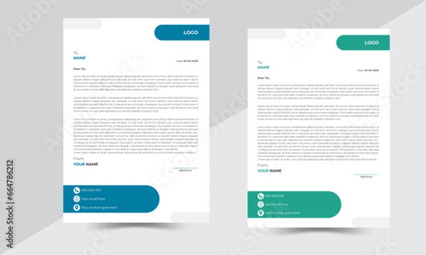 Fototapeta Simple, creative, modern, unique & clean letterhead  design set a4 sizes.