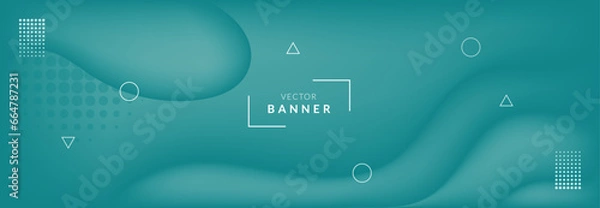 Fototapeta Abstract vector teal-colored banner design template.