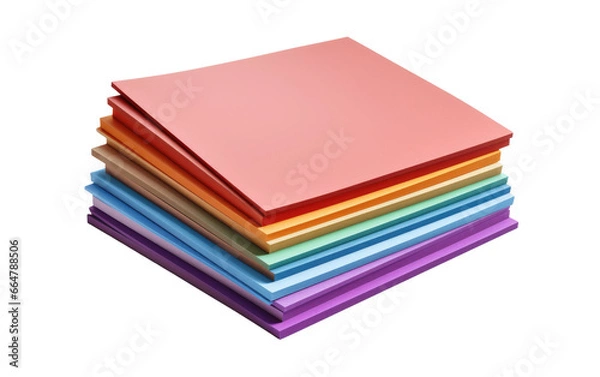 Fototapeta Beautiful and Different Colors Construction Paper on a Clear Surface or PNG Transparent Background.