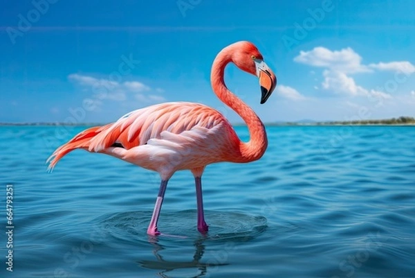 Fototapeta Pink Flamingo in the water.