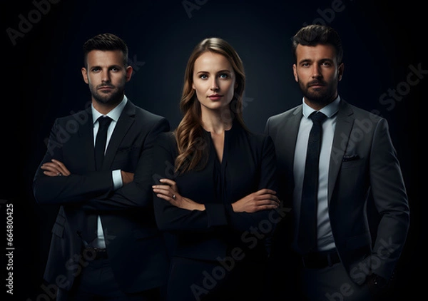 Obraz Portrait of Successful woman Team Leader with Staff. Start-up CEO Lawyer Boss in an office. Generative AI