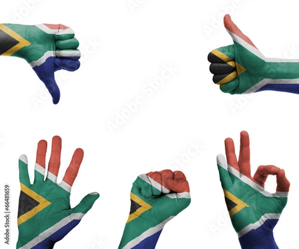 Obraz Hand set with the flag of South Africa