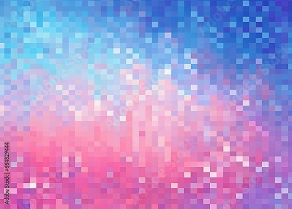 Fototapeta pink and blue abstract pixel tiled background vector image, in the style of post-painterly abstraction, digitally manipulated, holographic effect, shaped canvas, light violet and dark orange.