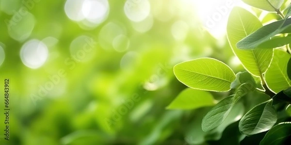 Obraz green foliage background with blur effect. generative AI