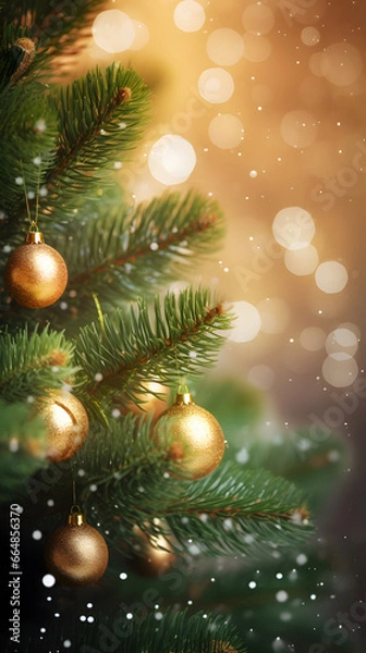 Fototapeta Christmas green spruce tree. AI generated image.