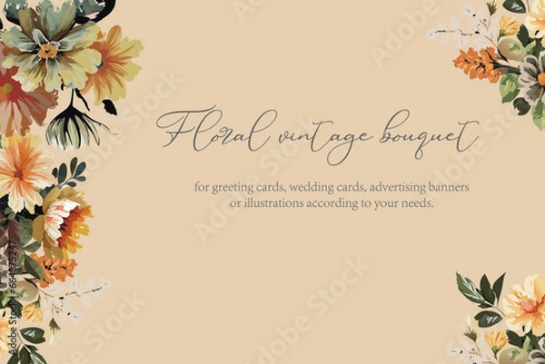 Obraz Vintage Floral  border vector illustration