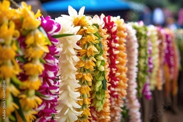 Obraz traditional hawaiian wedding leis made of flowers