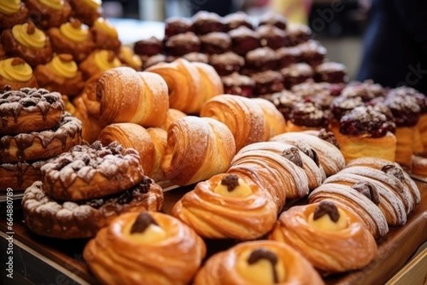 Obraz french pastries arranged in a bakery