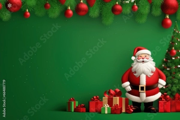 Fototapeta Christmas holiday background or template for a greeting card or banner with copy space for a text