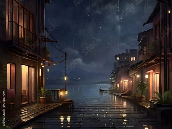 Obraz Night raining view 