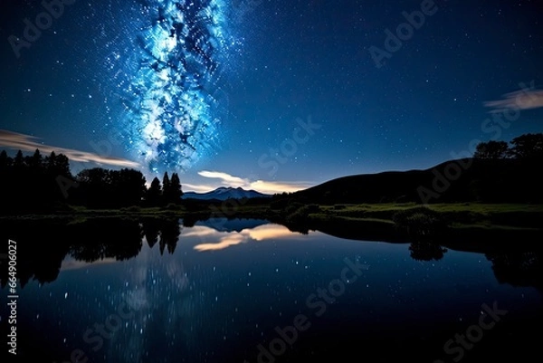 Obraz Milky Way Reflected on Lake.