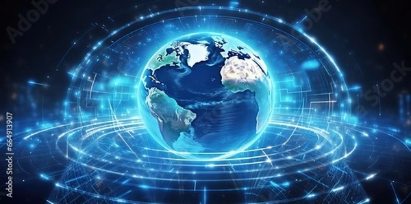 Fototapeta Earth background with future technology concept. Generative AI