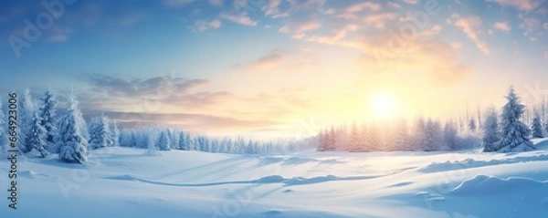 Fototapeta winter forest background with beautiful snow. Generative AI