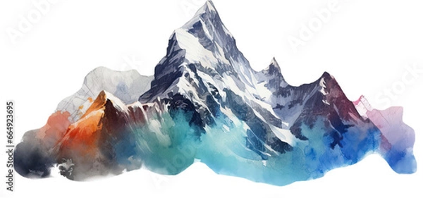 Fototapeta Mountains snowy watercolor on a transparent background Png V2