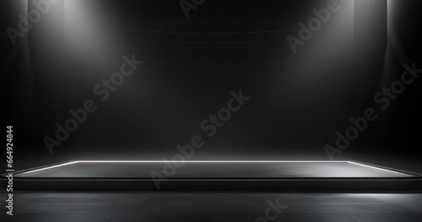 Fototapeta An elegant and minimalist black background with spotlights can be used for your product presentations, product promotions, etc Generative AI