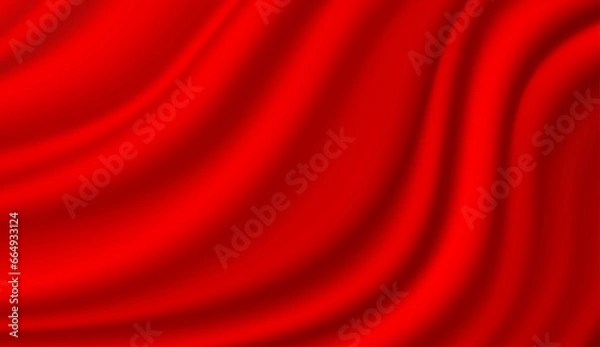 Fototapeta Abstract background, elegant red fabric or liquid waves or folds of satin silk background. Red silk cloth.