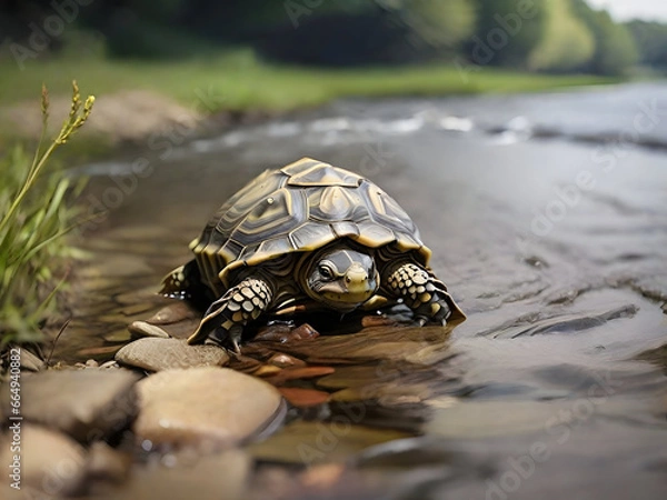 Obraz turtle in a river 
