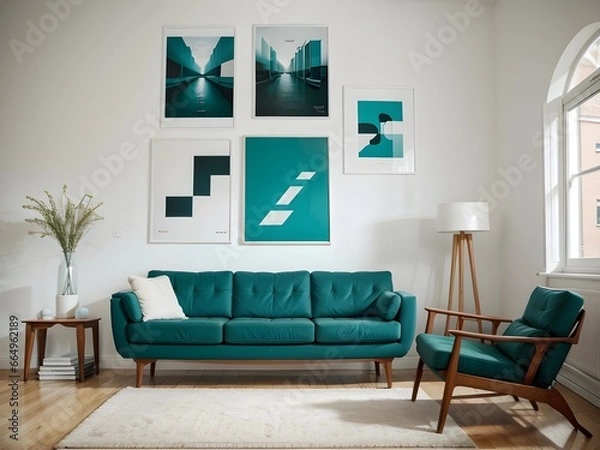 Obraz Explore the sophisticated world of modern living room interior design, where sleek lines and minimalistic elegance create a harmonious and stylish space.