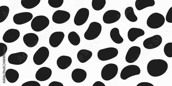 Fototapeta Black bean spots, seamless pattern. For print, background, wallpaper, seamless surface, pillows, notebooks.